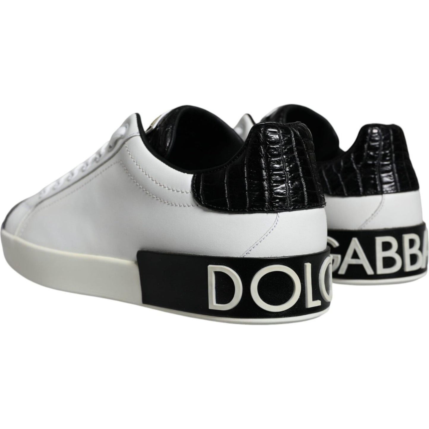 Dolce & Gabbana Black Leather Logo Portofino Sneaker Shoes MV6176-41