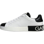 Dolce & Gabbana Black Leather Logo Portofino Sneaker Shoes MV6176-41