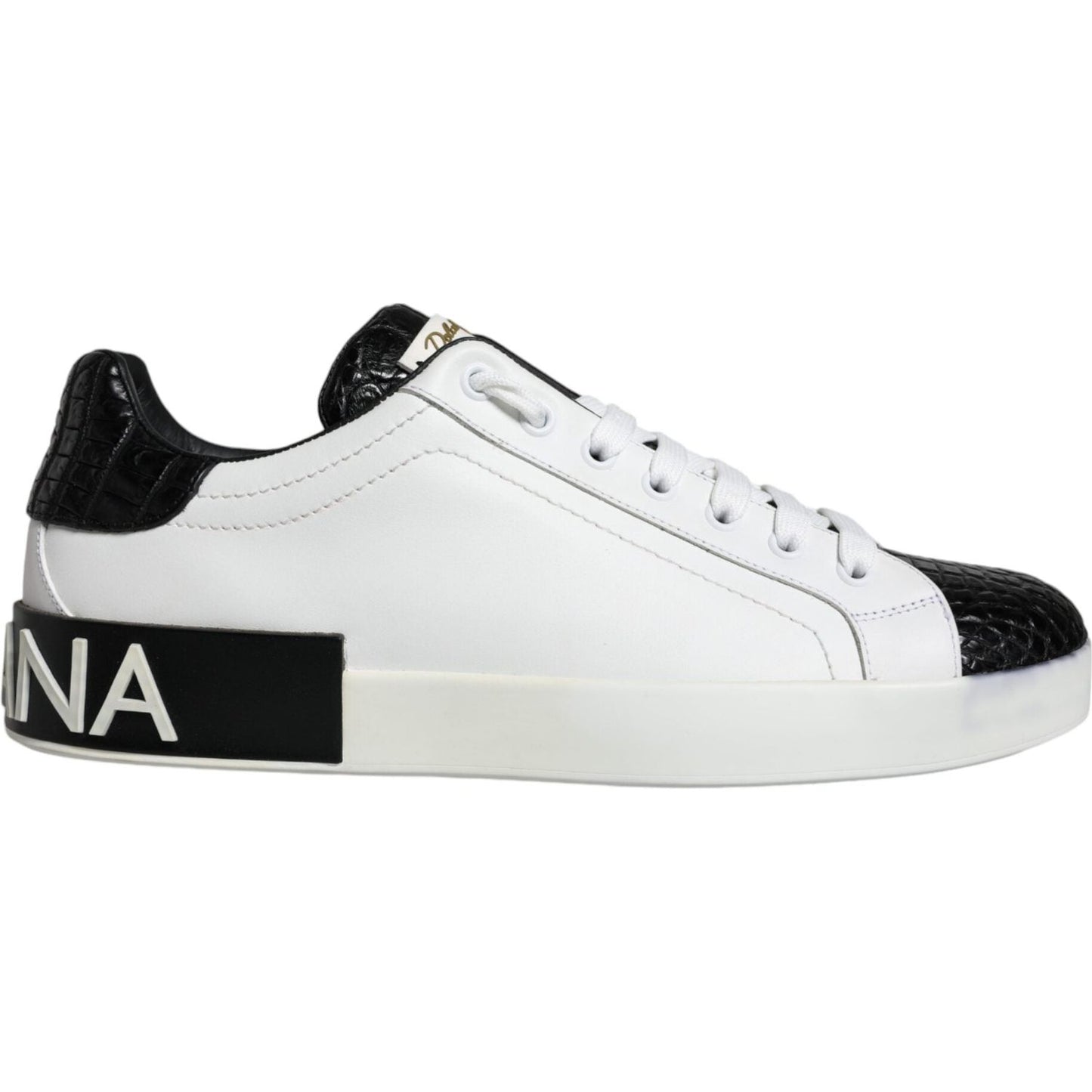 Dolce & Gabbana Black Leather Logo Portofino Sneaker Shoes MV6176-41