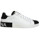 Dolce & Gabbana Black Leather Logo Portofino Sneaker Shoes MV6176-41