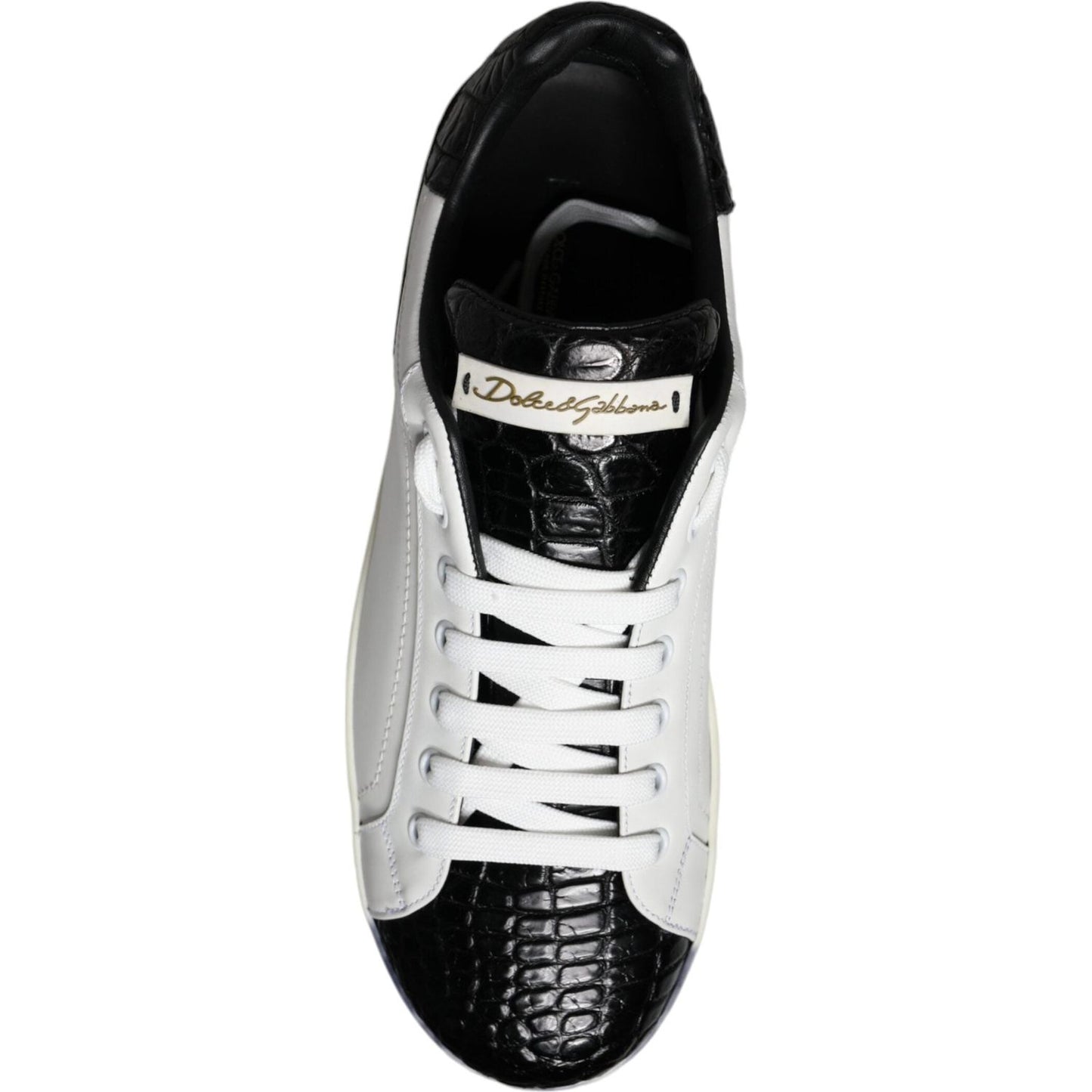 Dolce & Gabbana Black Leather Logo Portofino Sneaker Shoes MV6176-41