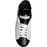Dolce & Gabbana Black Leather Logo Portofino Sneaker Shoes MV6176-41