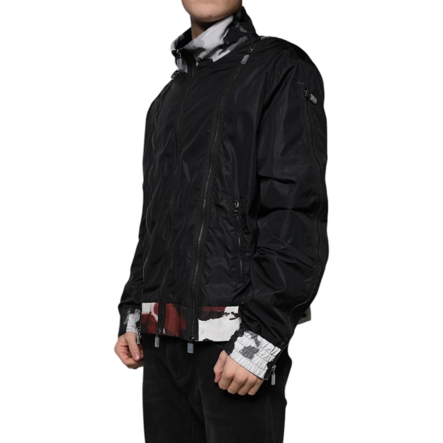 Dolce & Gabbana Black Nylon Full Zip Men Bomber Jacket JKT41273-54