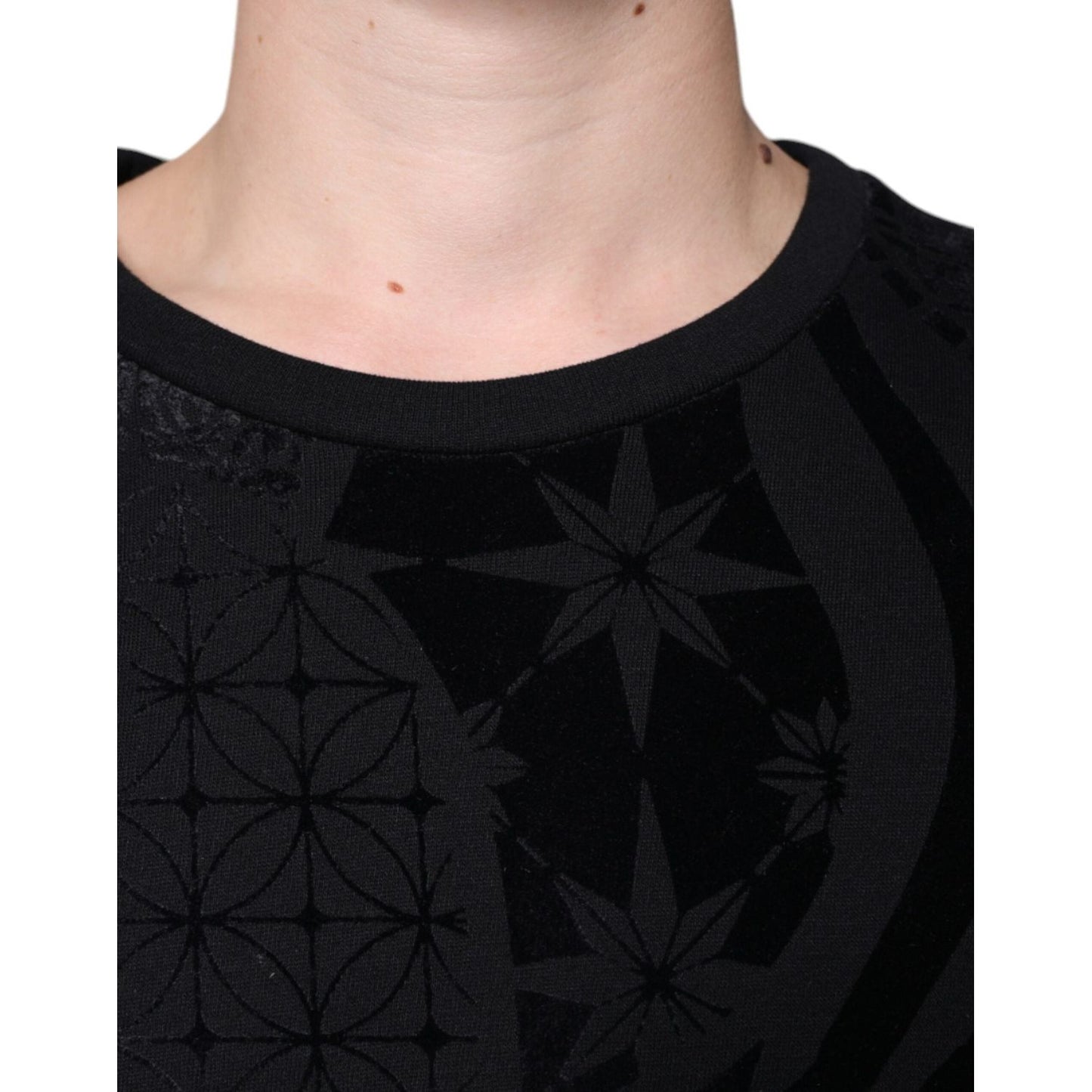 Dolce & Gabbana Black Printed Crew Neck Sweatshirt Sweater TSH86660-48