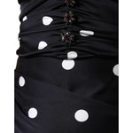 Dolce & Gabbana Black Silk Polka Dot Vneck Tassel Midi Dress DR281331-44