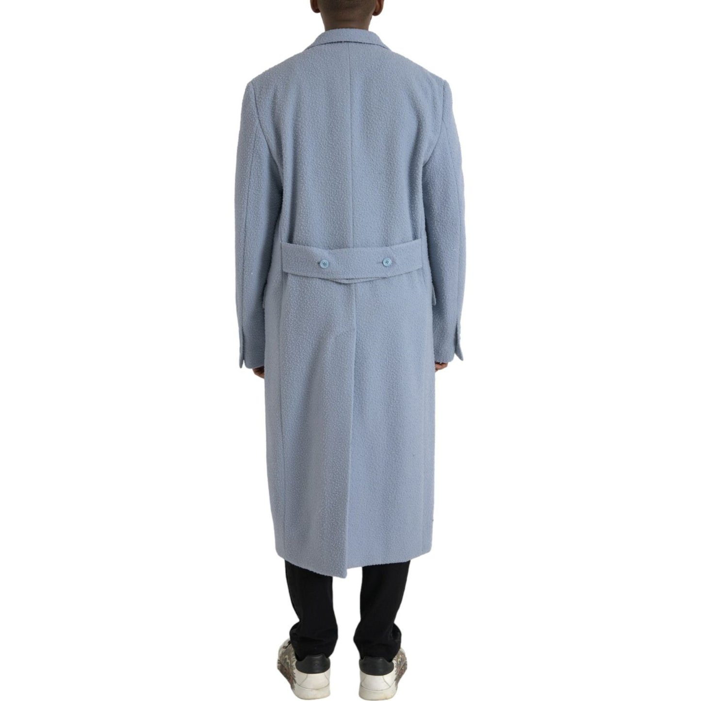 Dolce & Gabbana Blue Double Breasted Long Trench Coat Jacket JKT3851-52