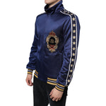 Dolce & Gabbana Blue Heraldic Patch Stripe King Bee Sweater JKT41261-44