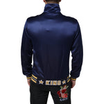 Dolce & Gabbana Blue Heraldic Patch Stripe King Bee Sweater JKT41261-44