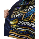 Dolce & Gabbana Blue Heraldic Patch Stripe King Bee Sweater JKT41261-44