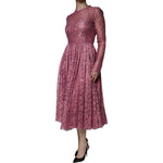 Dolce & Gabbana Fuchsia Floral Lace Long Sleeve Maxi Dress DR281328-48