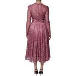 Dolce & Gabbana Fuchsia Floral Lace Long Sleeve Maxi Dress DR281328-48