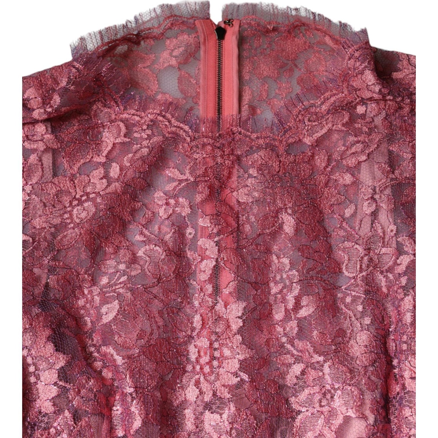Dolce & Gabbana Fuchsia Floral Lace Long Sleeve Maxi Dress DR281328-48
