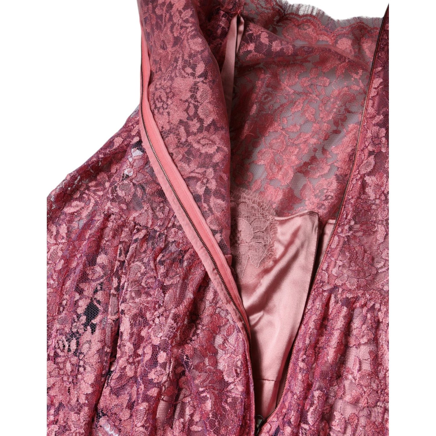 Dolce & Gabbana Fuchsia Floral Lace Long Sleeve Maxi Dress DR281328-48