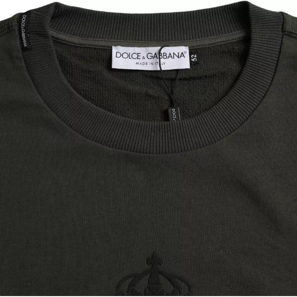 Dolce & Gabbana Green Logo Cotton Crew Neck Pullover Sweater TSH86384-52