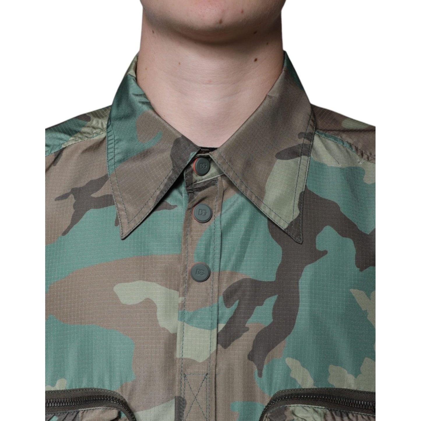 Dolce & Gabbana Multicolor Camouflage Button Down Shirt TSH87101-42