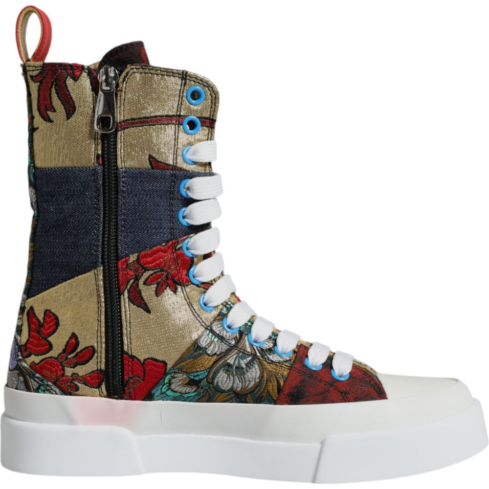 Dolce & Gabbana Multicolor Patchwork High Top Sneakers Shoes LA11983-35
