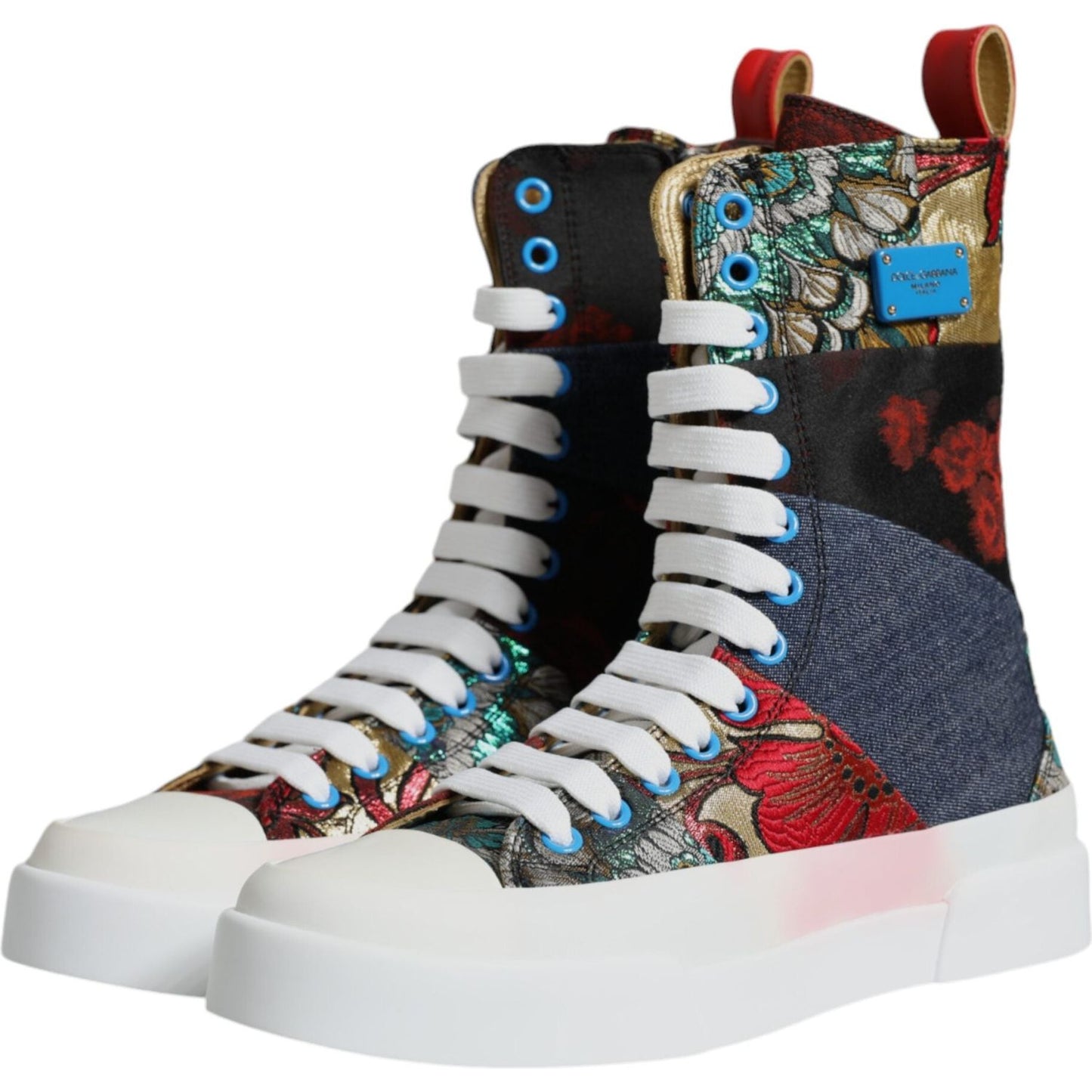 Dolce & Gabbana Multicolor Patchwork High Top Sneakers Shoes LA11983-35