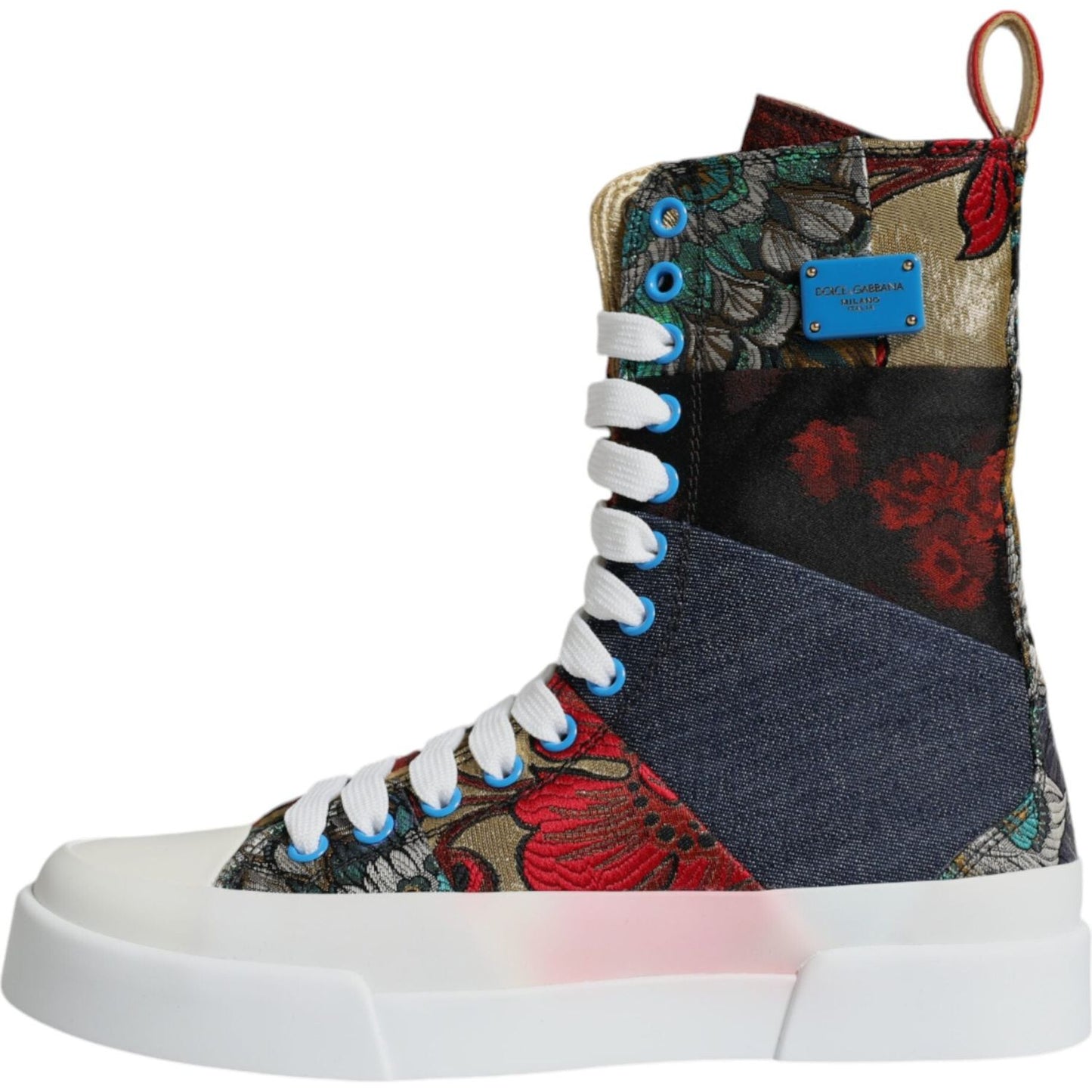 Dolce & Gabbana Multicolor Patchwork High Top Sneakers Shoes LA11983-35