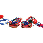 Dolce & Gabbana Multicolor Pom Pom Fur Wrap Sandals Shoes LA11841-39