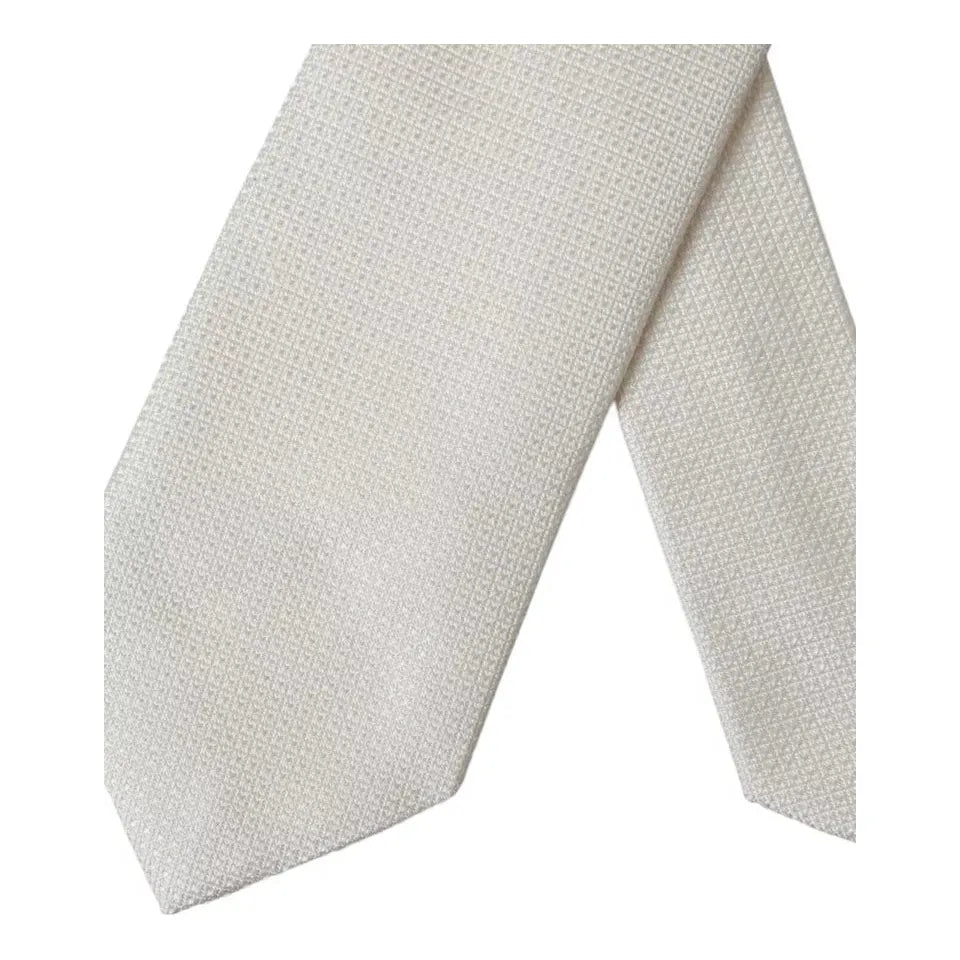 Dolce & Gabbana Off White Patterned Silk Classic Adjustable Tie KRA3374