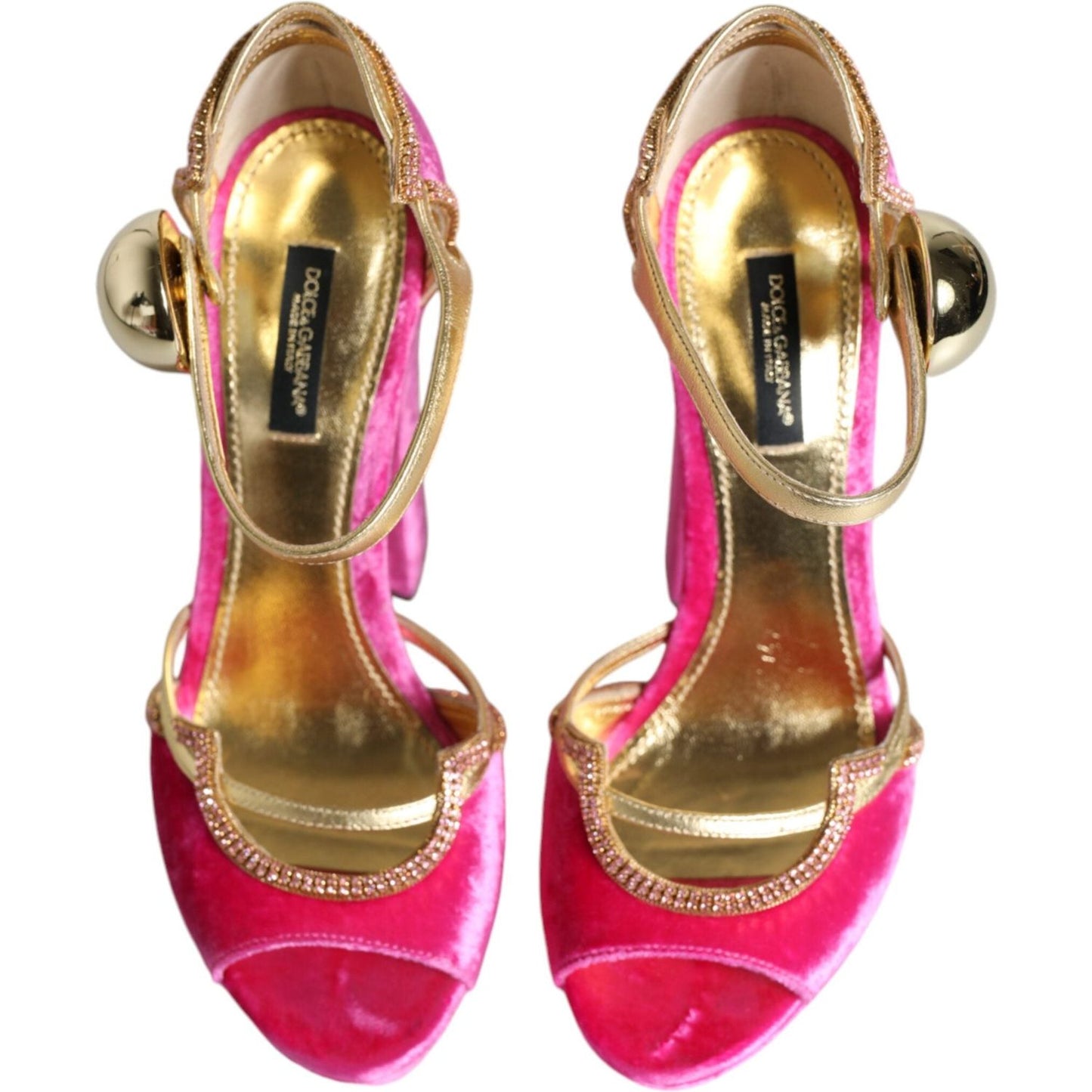 Dolce & Gabbana Pink Velvet Platform Ankle Strap Heel Sandals Shoes LA11933-37