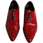 Dolce & Gabbana Red Textured Varnished Derby Men Formal Shoes MV6341-43