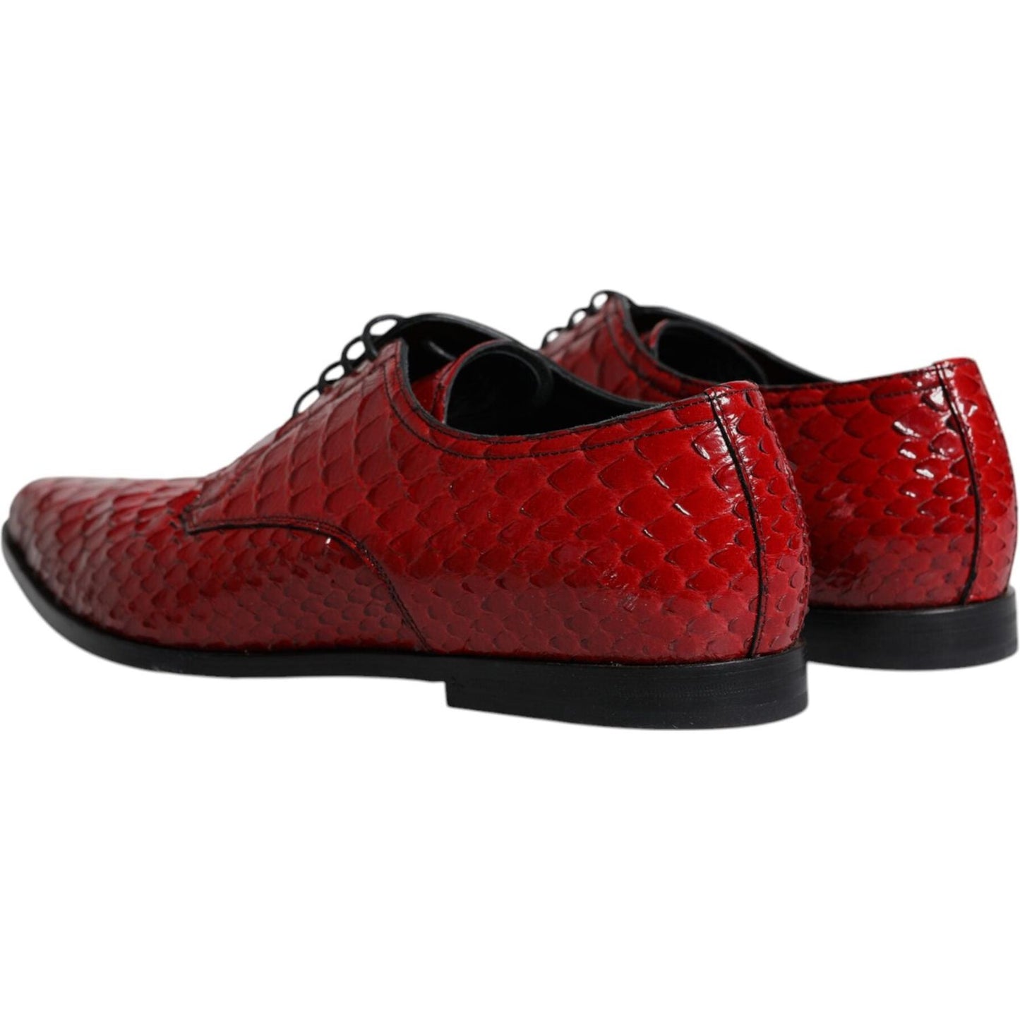 Dolce & Gabbana Red Textured Varnished Derby Men Formal Shoes MV6341-43