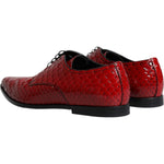 Dolce & Gabbana Red Textured Varnished Derby Men Formal Shoes MV6341-43