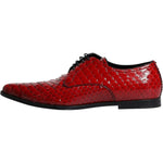 Dolce & Gabbana Red Textured Varnished Derby Men Formal Shoes MV6341-43