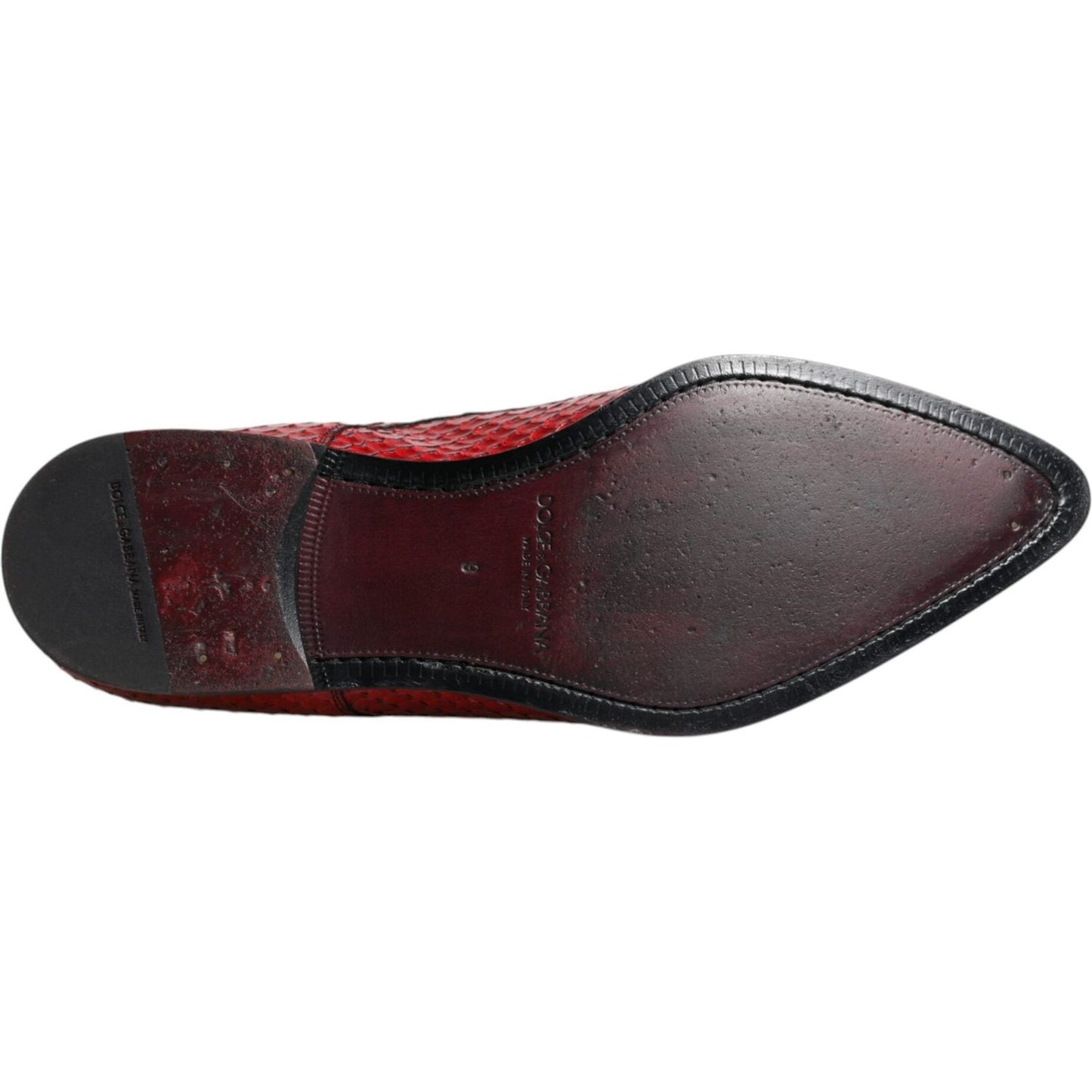Dolce & Gabbana Red Textured Varnished Derby Men Formal Shoes MV6341-43