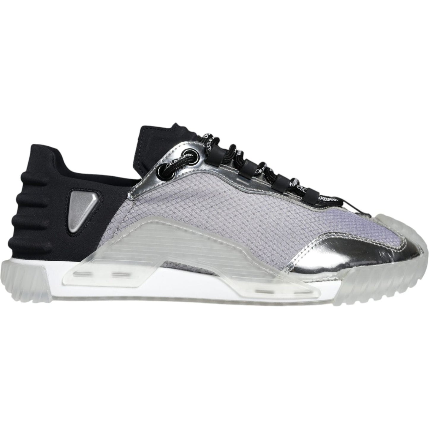 Dolce & Gabbana Silver Black Nylon NS1 Low Top Sneakers Shoes MV6143-40