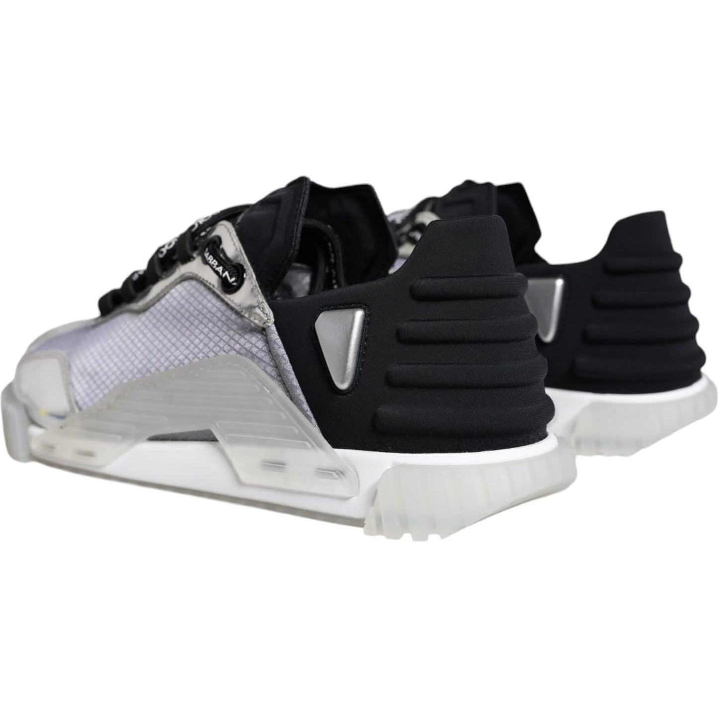 Dolce & Gabbana Silver Black Nylon NS1 Low Top Sneakers Shoes MV6143-40