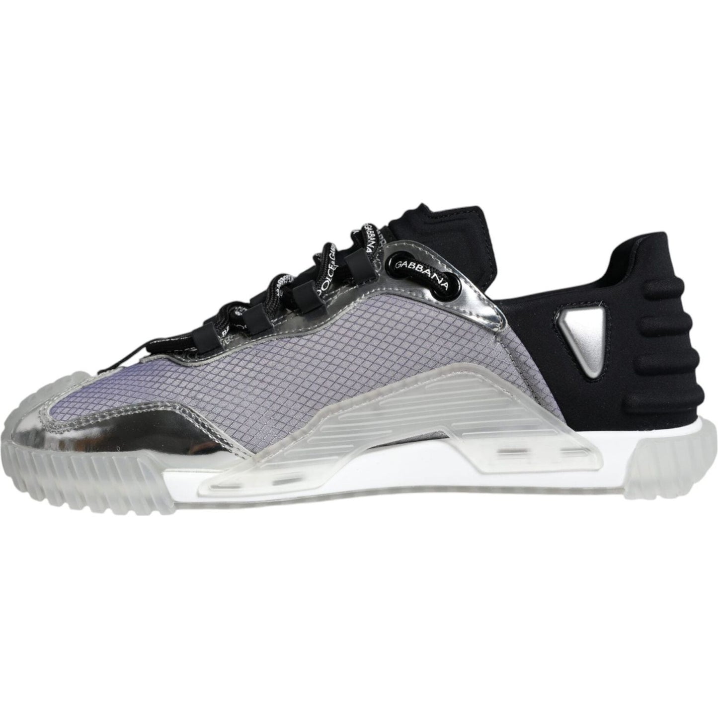 Dolce & Gabbana Silver Black Nylon NS1 Low Top Sneakers Shoes MV6143-40