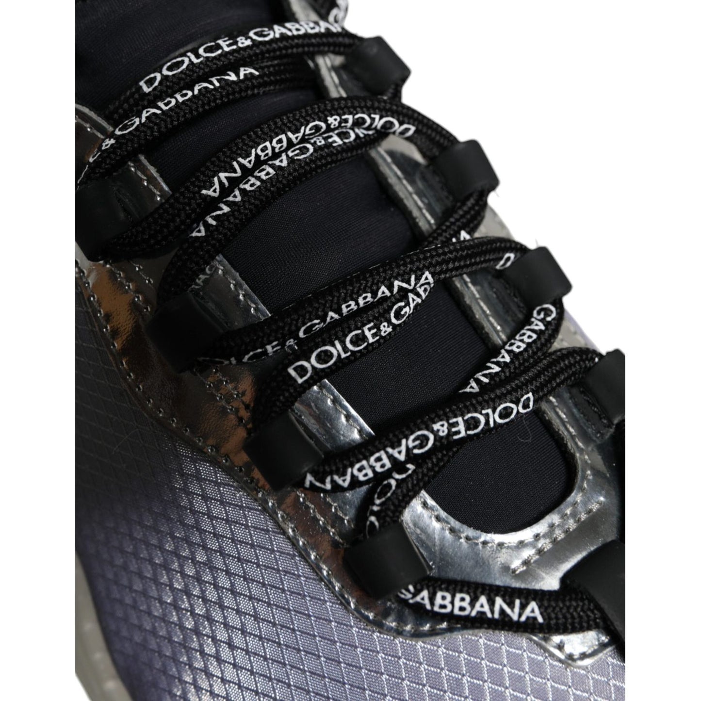 Dolce & Gabbana Silver Black Nylon NS1 Low Top Sneakers Shoes MV6143-40