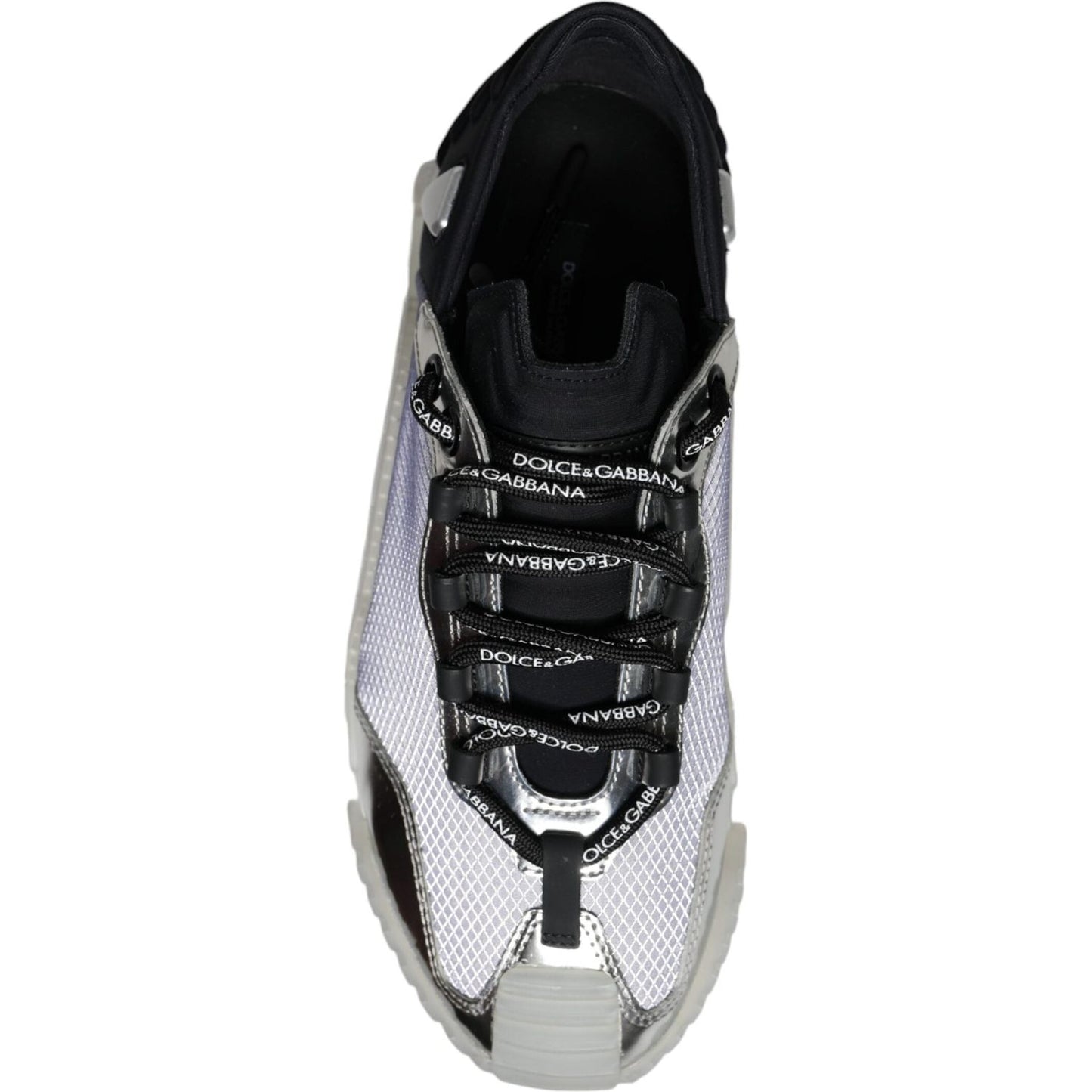 Dolce & Gabbana Silver Black Nylon NS1 Low Top Sneakers Shoes MV6143-40