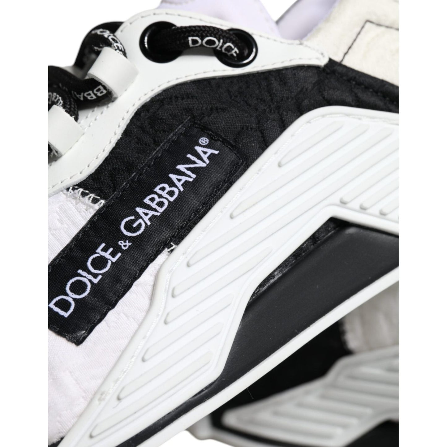 Dolce & Gabbana White Black Low Top NS1 Sneakers Shoes LA11821-38.5