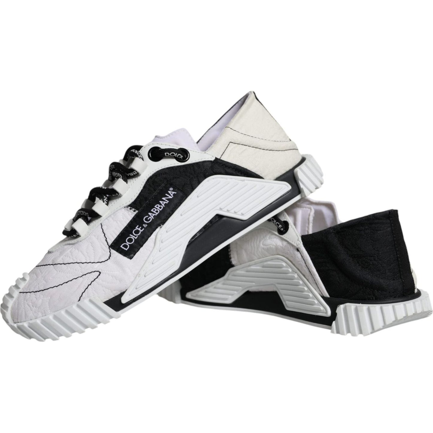 Dolce & Gabbana White Black Low Top NS1 Sneakers Shoes LA11821-38.5