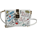 Dolce & Gabbana White Graffiti Print Clutch Crossbody Bag BAG4135