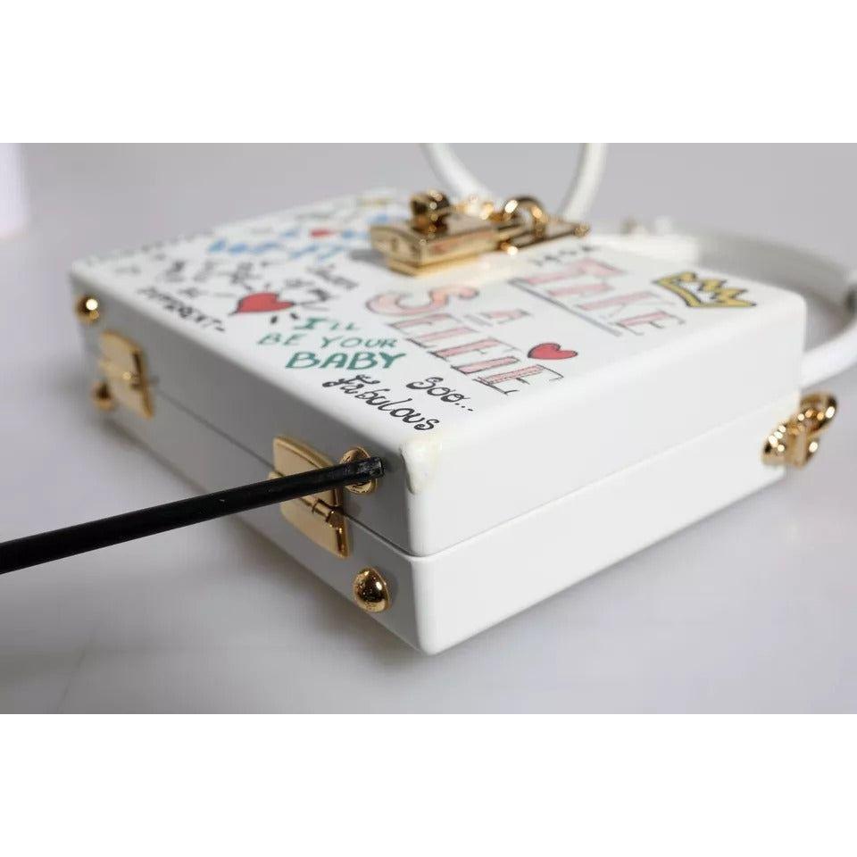 Dolce & Gabbana White Graffiti Print Clutch Crossbody Bag BAG4135