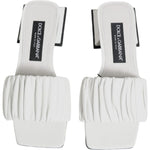 Dolce & Gabbana White Leather Slides Flats Sandals Shoes LA11740-37