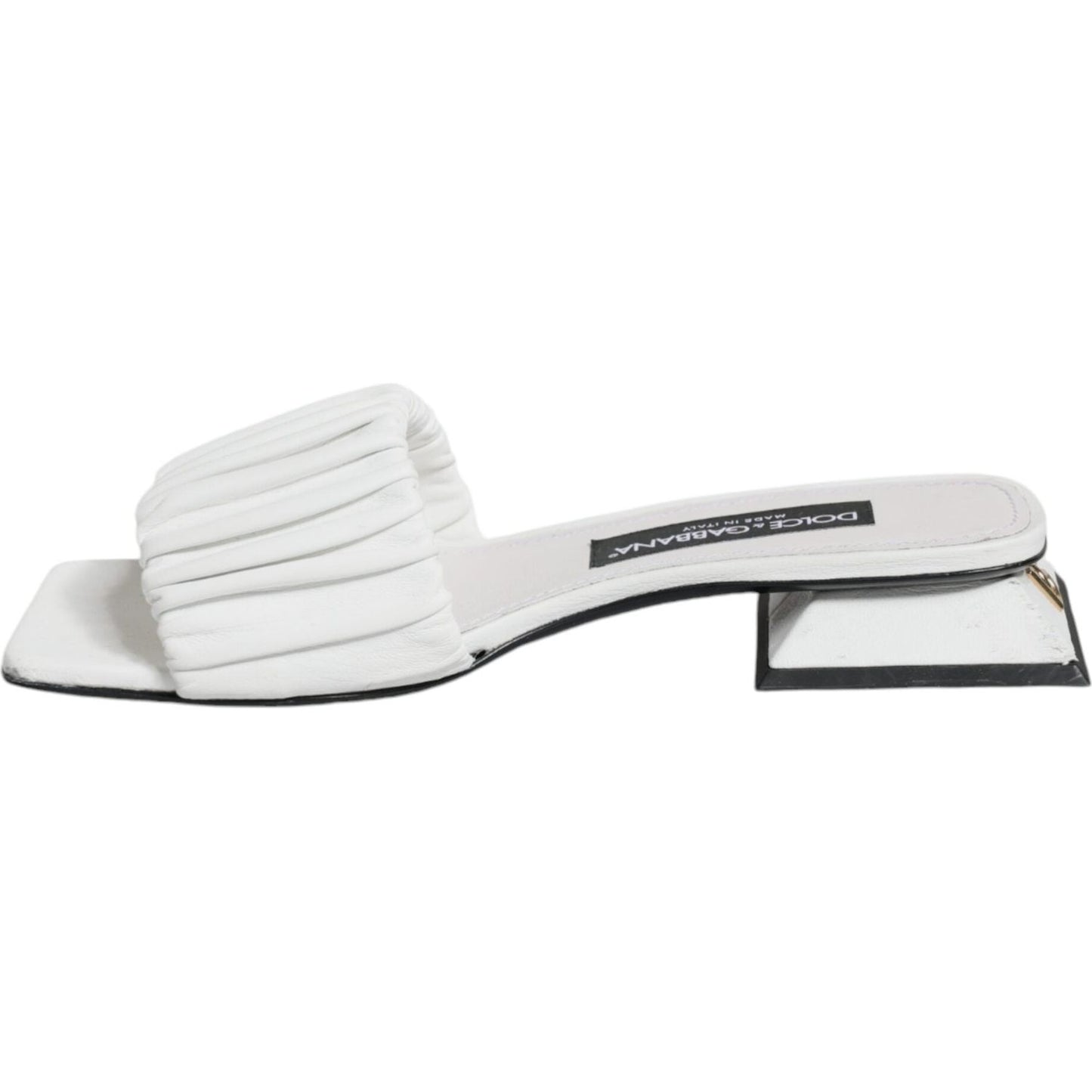 Dolce & Gabbana White Leather Slides Flats Sandals Shoes LA11740-37