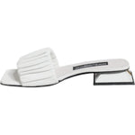 Dolce & Gabbana White Leather Slides Flats Sandals Shoes LA11740-37