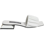 Dolce & Gabbana White Leather Slides Flats Sandals Shoes LA11740-37