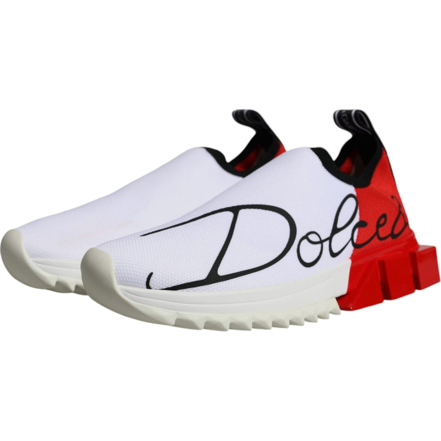 Dolce & Gabbana White Red Low Top Sorrento Men Sneakers Shoes LA11793-36