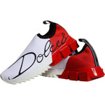 Dolce & Gabbana White Red Low Top Sorrento Men Sneakers Shoes LA11793-36
