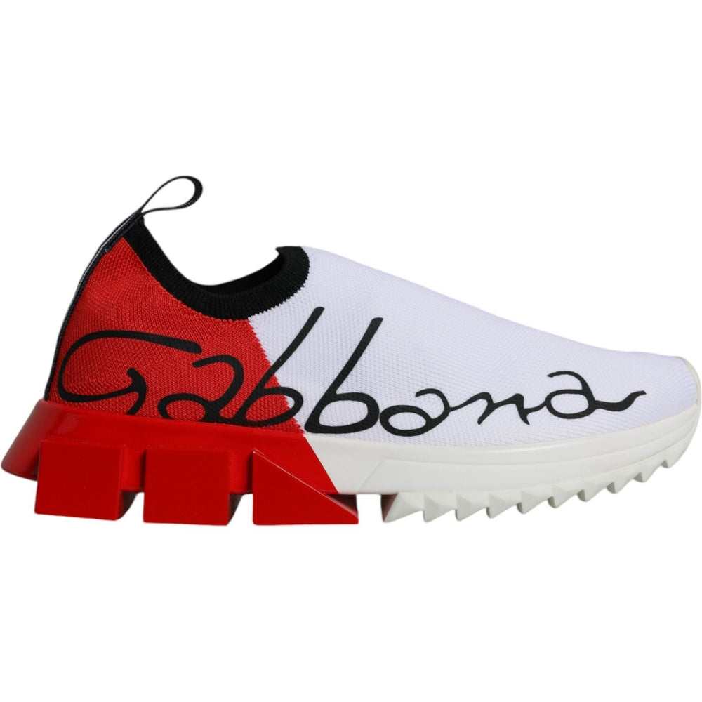 Dolce & Gabbana White Red Low Top Sorrento Men Sneakers Shoes LA11837-37