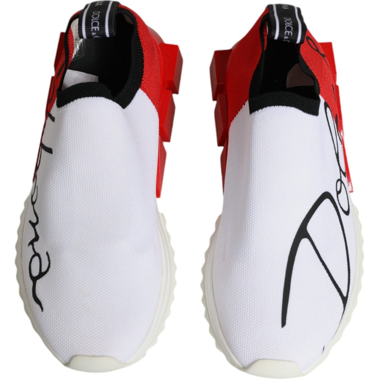 Dolce & Gabbana White Red Low Top Sorrento Men Sneakers Shoes LA11843-36