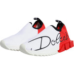 Dolce & Gabbana White Red Low Top Sorrento Men Sneakers Shoes LA11843-36