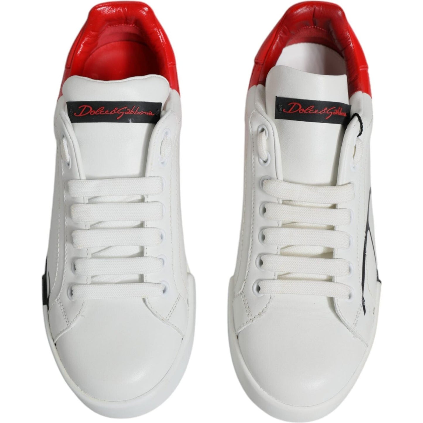 Dolce & Gabbana White Red Portofino Low Top Sneakers Shoes LA11756-36