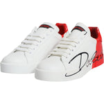 Dolce & Gabbana White Red Portofino Low Top Sneakers Shoes LA11756-36